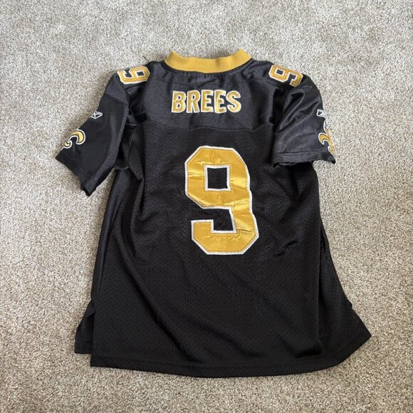 New Orleans Saints NFL Jersey Reebok Size L Kids Brees #9 Football OnField Black - Picture 7 of 9